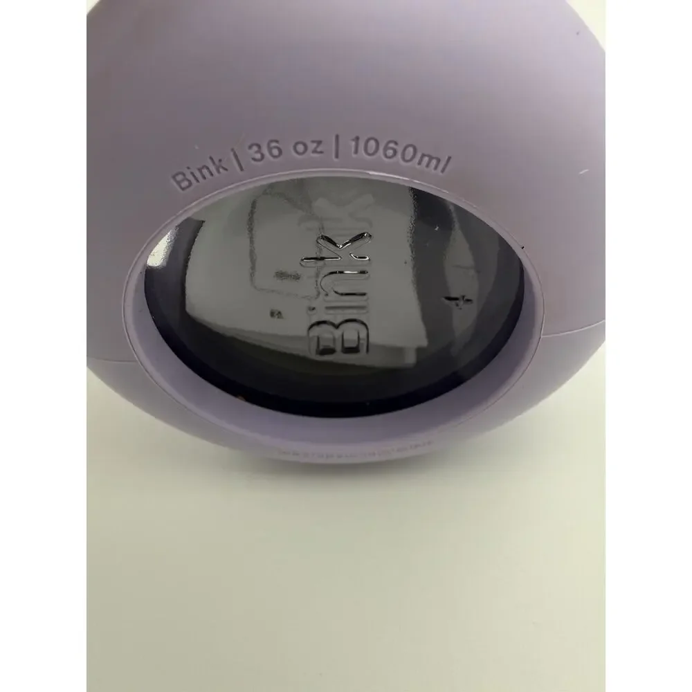 Bink 36 oz Big Water Bottle Flip Cap Lid w/straw Fog Purple Borosilicate Glass